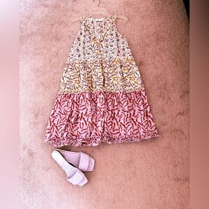 Boho Ruffle Tiered Floral Dress Women’s Size M